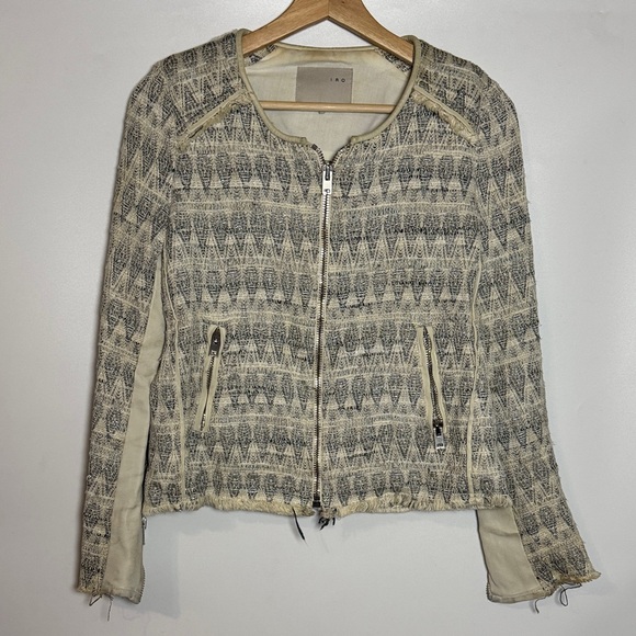 IRO Jackets & Blazers - IRO Cream and Gray Textured Zip Jacket
